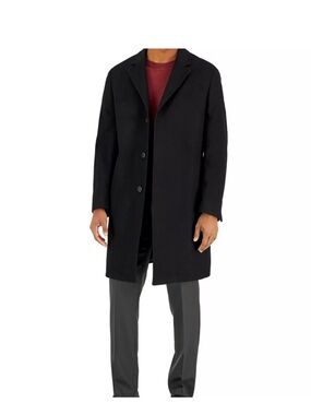 Ralph Lauren Black Tailored Single-Breasted Pea Coat